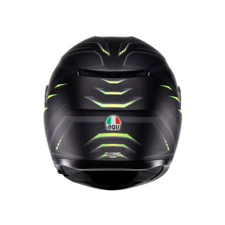 K3 SYTH MATT BLACK/YELLOW FLUO - MOTORBIKE FULL FACE HELMET E2206 -  - 5
