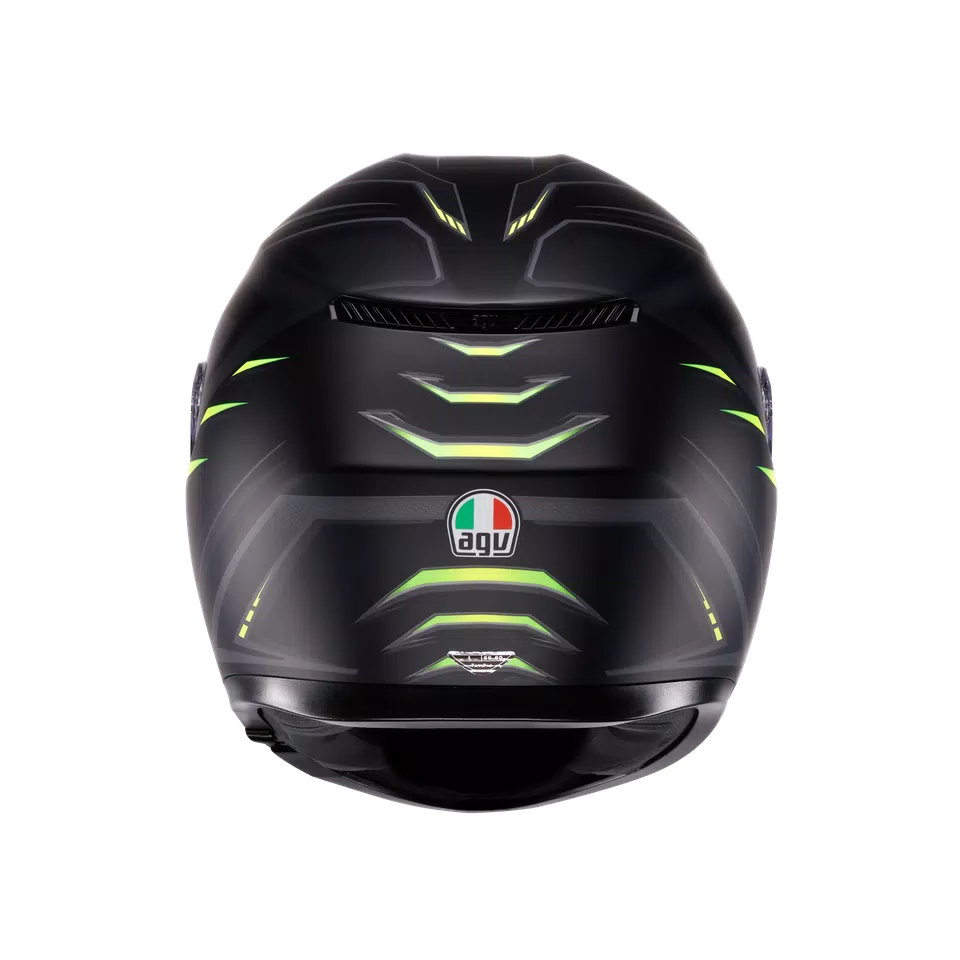 K3 SYTH MATT BLACK/YELLOW FLUO - MOTORBIKE FULL FACE HELMET E2206 -  - 5