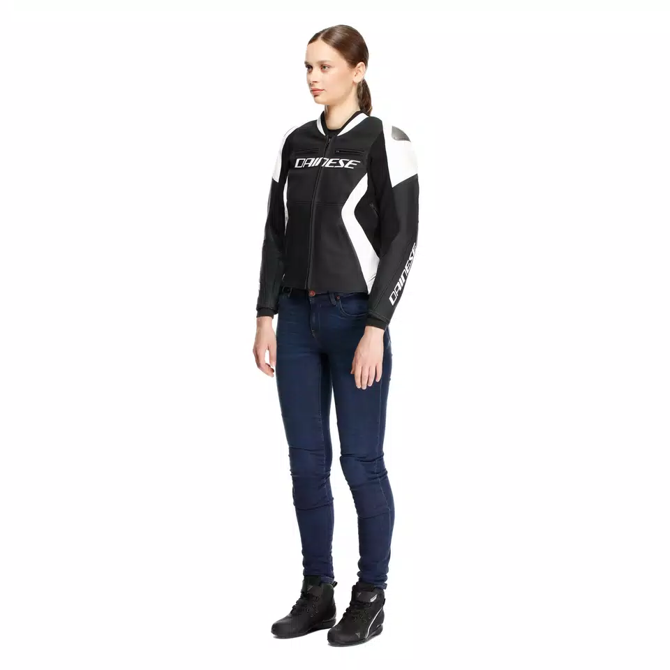 RACING 5 - WOMEN'S LEATHER MOTORCYCLE JACKET - BLACK/WHITE - 4