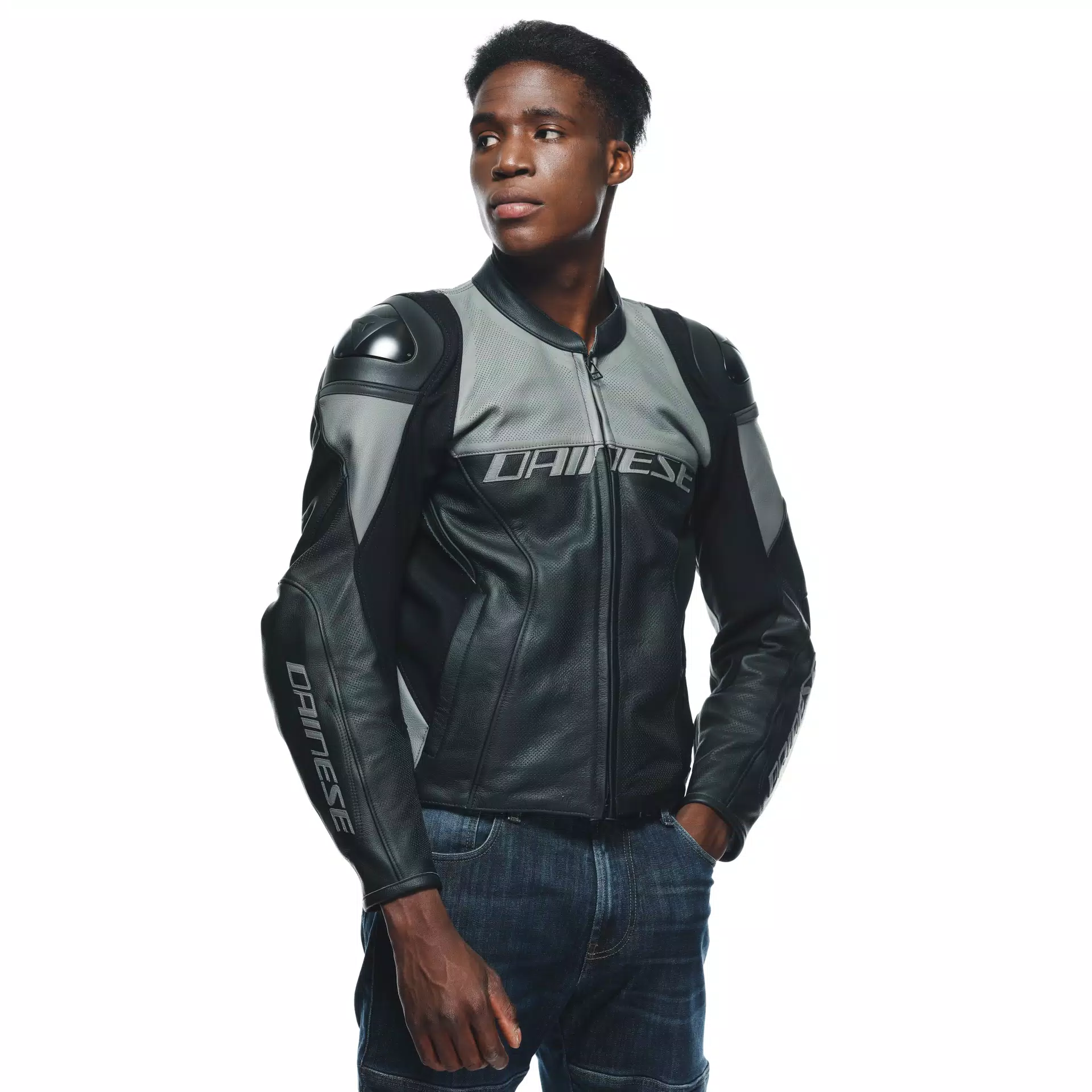 RACING 4 - MEN'S MOTORCYCLE PERFORATED LEATHER JACKET