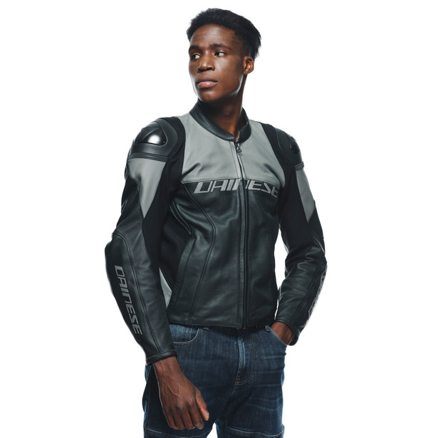 racing-4-leather-jacket-perf-black-charcoal-gray image number 5