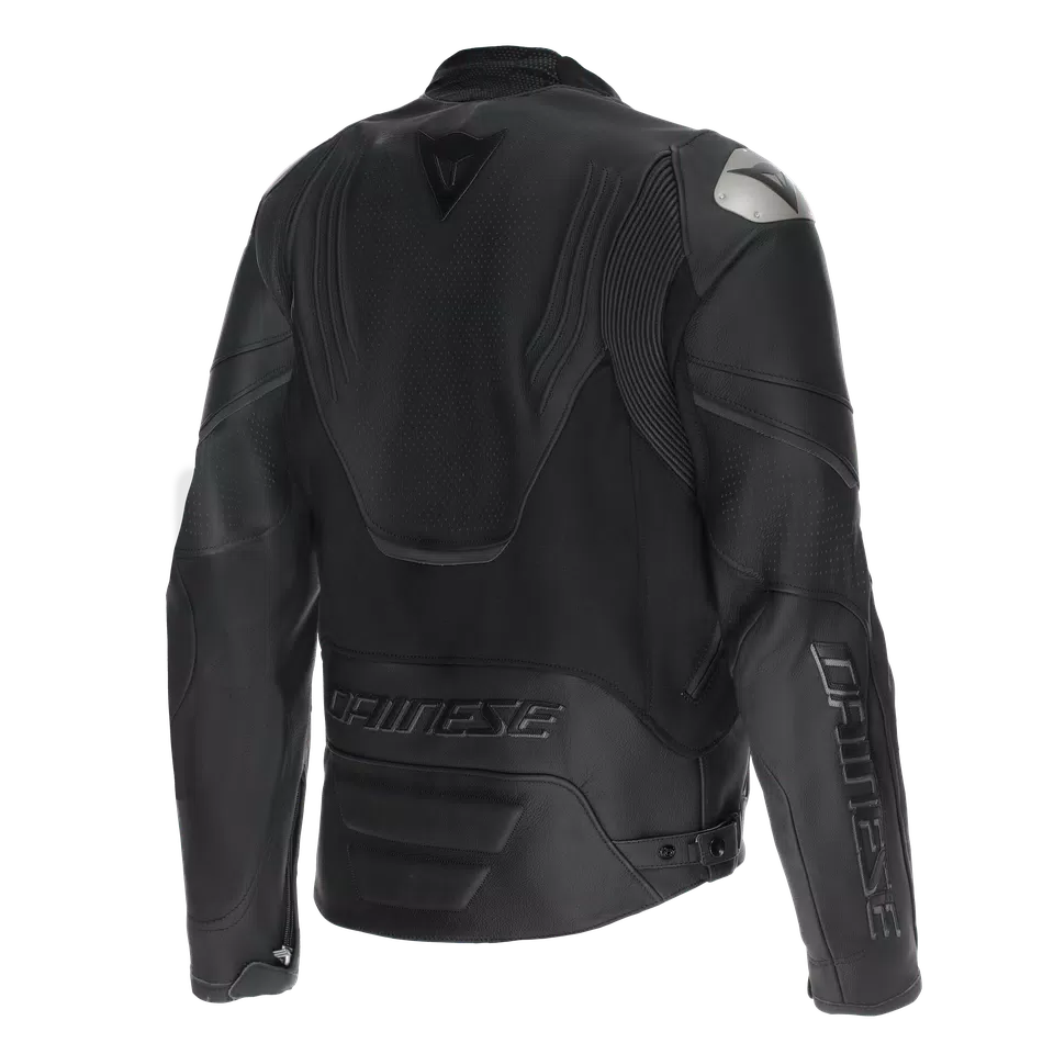 RACING 5 - MEN PERFORATED LEATHER MOTORCYCLE JACKET - BLACK/BLACK/BLACK - 2