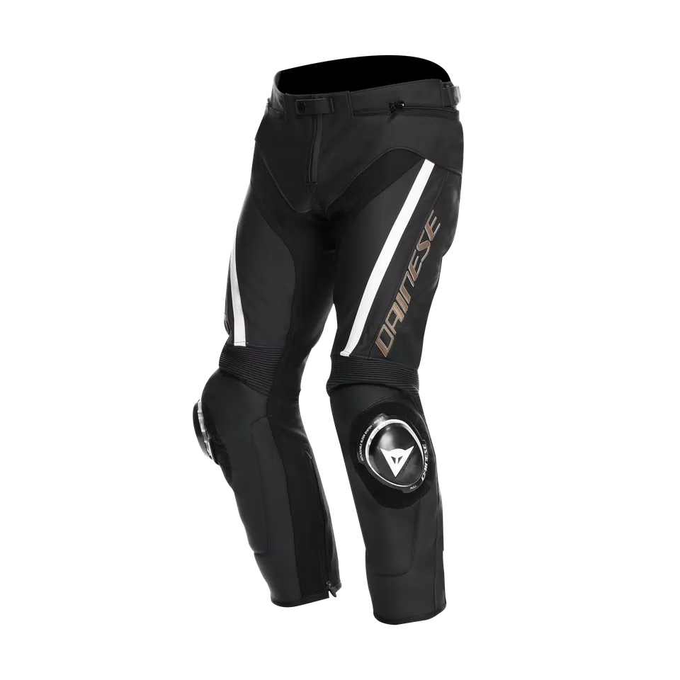 DELTA 4 - MEN'S MOTORCYCLE LEATHER PANTS - BLACK/TIBETAN PLATINUM/WHITE - 2