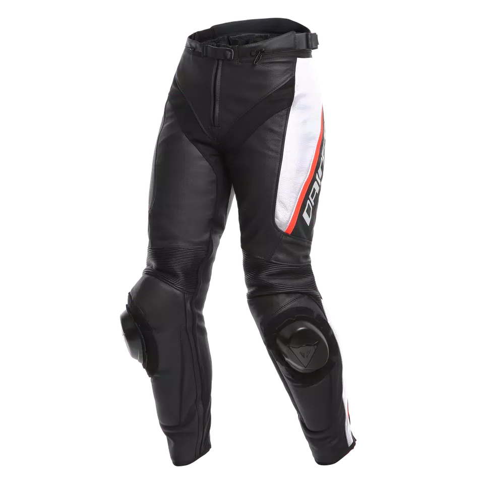 DELTA 3 - WOMEN'S MOTORCYCLE LEATHER PANTS - BLACK/WHITE/RED - 1