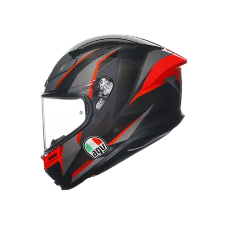 K6 S SLASHCUT BLACK/GREY/RED - MOTORBIKE FULL FACE HELMET E2206 -  - 4