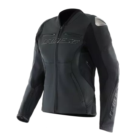 RACING 5 - WOMEN'S LEATHER MOTORCYCLE JACKET - BLACK/BLACK - 1