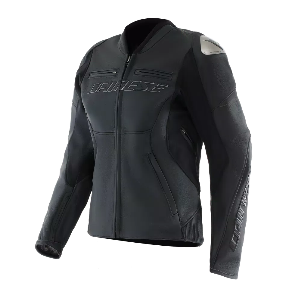 RACING 5 - WOMEN'S LEATHER MOTORCYCLE JACKET - BLACK/BLACK - 1