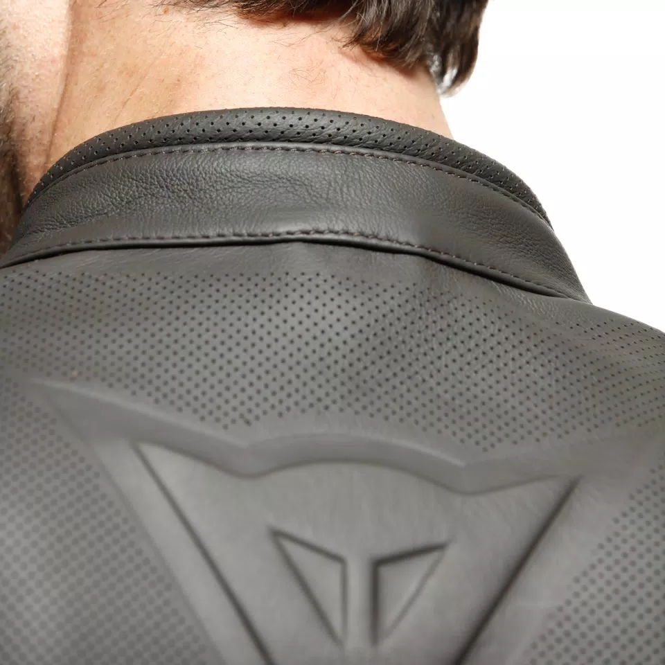 ISTRICE - MEN'S MOTORCYCLE PERFORATED LEATHER JACKET - DARK-BROWN - 12