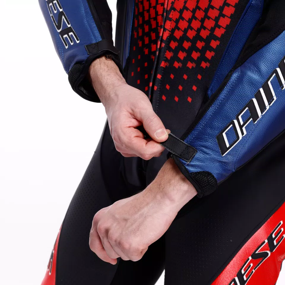 LAGUNA SECA 6 - PERFORATED ONE-PIECE LEATHER RACING SUIT - BLACK/BLUE/RED - 8