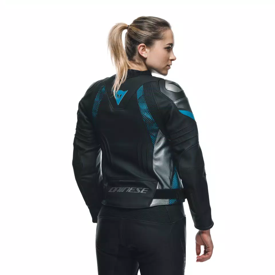 AVRO 5 - WOMEN'S MOTORCYCLE LEATHER JACKET - BLACK/TEAL/ANTHRACITE - 6