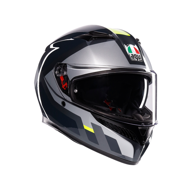 k3-shade-grey-yellow-fluo-motorbike-full-face-helmet-e2206 image number 0