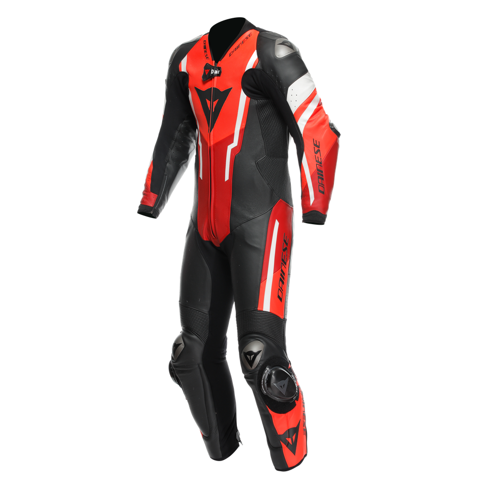 MISANO 3 D-AIR� - TUTA MOTO INTERA IN PELLE PERFORATA UOMO |  BLACK/RED/FLUO-RED | Dainese