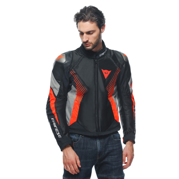 super-rider-2-absoluteshell-giacca-moto-impermeabile-uomo-black-dark-gull-gray-fluo-red image number 4