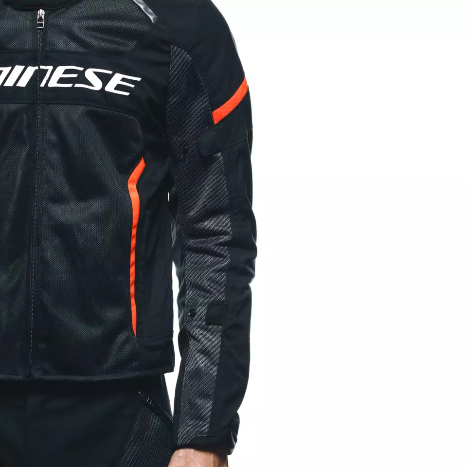 AIR FRAME 3 TEX - MEN'S SUMMER MOTORCYCLE JACKET IN FABRIC - BLACK/BLACK/RED-FLUO - 6