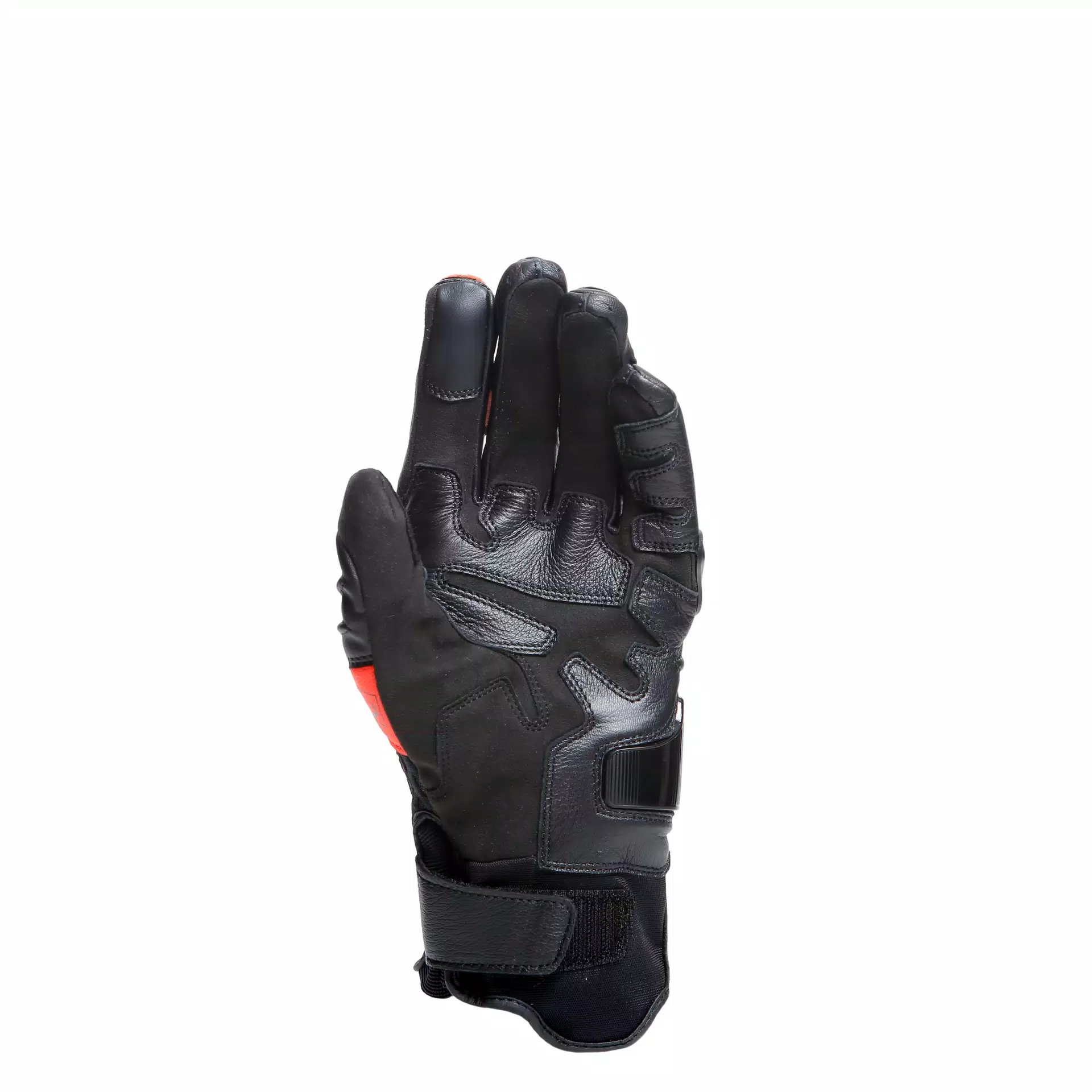 CARBON 4 - MEN'S MOTORCYCLE SHORT LEATHER GLOVES | BLACK/FLUO-RED
