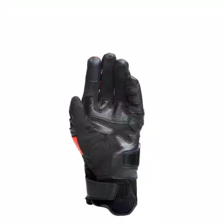 CARBON 4 - MEN'S MOTORCYCLE SHORT LEATHER GLOVES - BLACK/FLUO-RED - 3