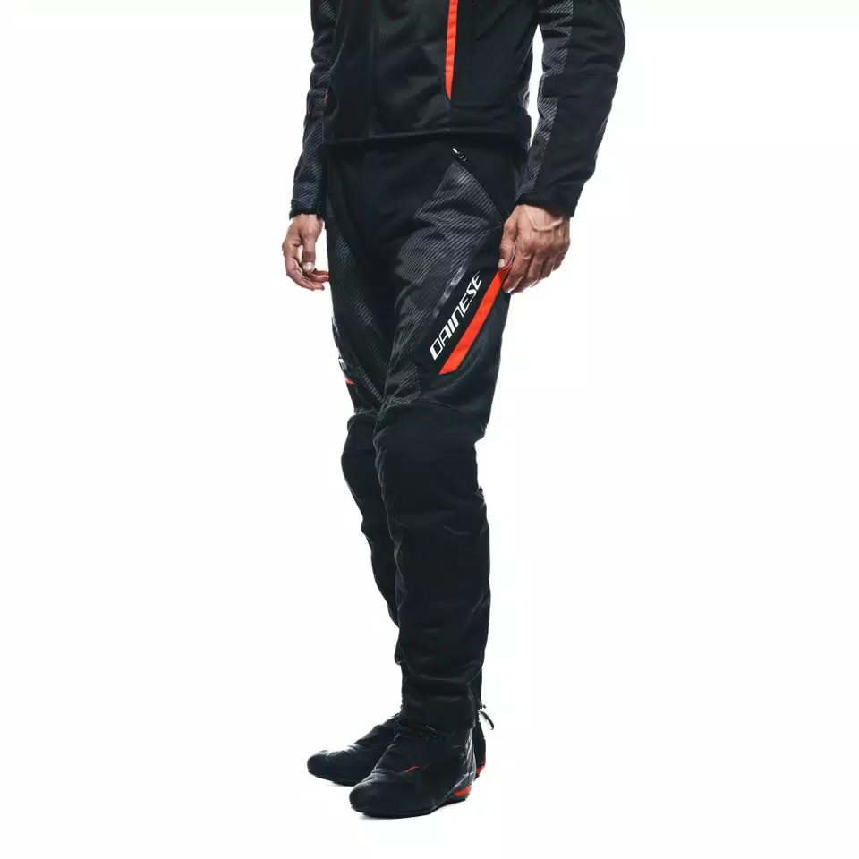 DRAKE 2 SUPER AIR - MEN'S SUMMER MOTORCYCLE PANTS IN FABRIC - BLACK/ANTHRACITE/RED-FLUO - 5