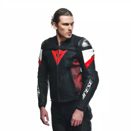 AVRO 5 LEATHER JACKET - BLACK/RED-LAVA/WHITE - 6