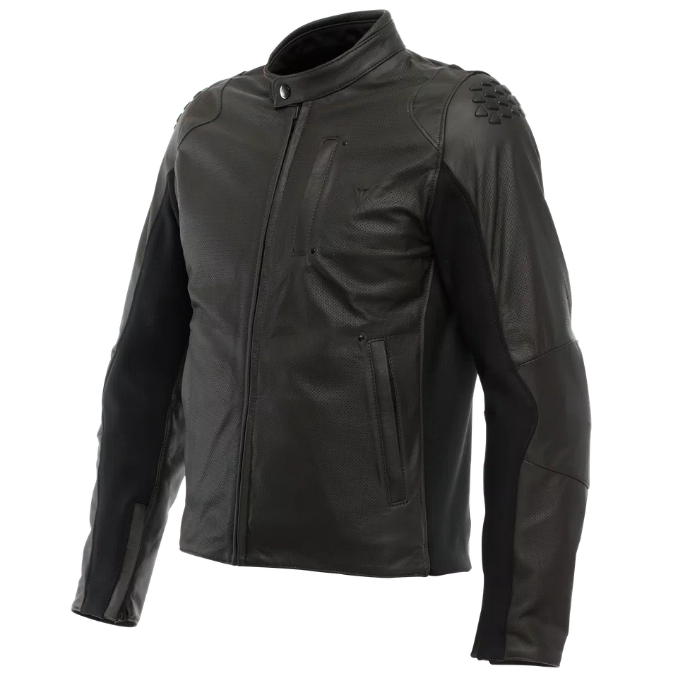 ISTRICE MEN S MOTORCYCLE PERFORATED LEATHER JACKET DARK BROWN Dainese