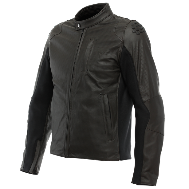 istrice-perf-leather-jacket-dark-brown image number 0