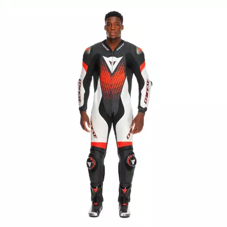 LAGUNA SECA 6 PERF 1PC LEATHER SUIT - BLACK/WHITE/RED-FLUO - 3