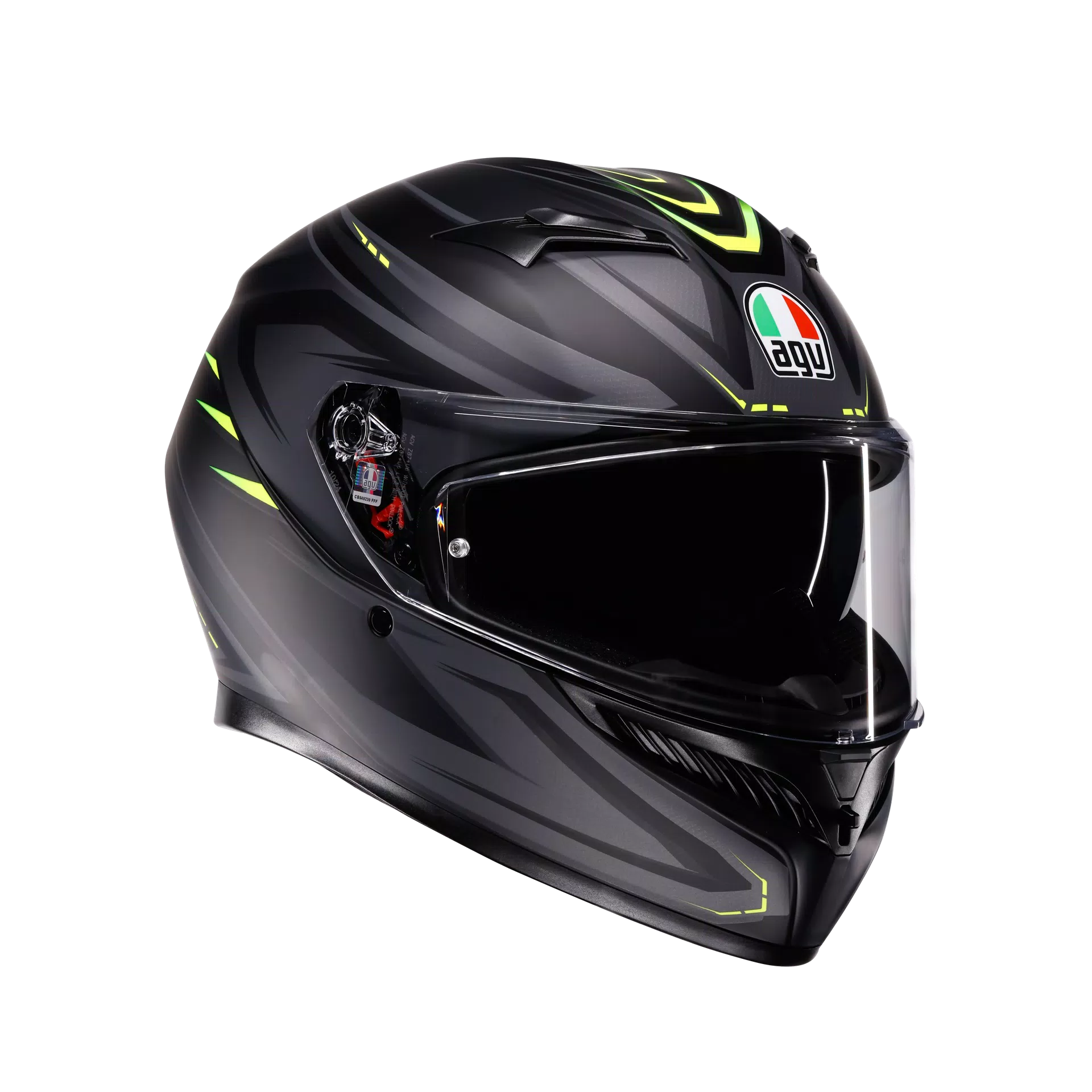 K3 SYTH MATT BLACK/YELLOW FLUO - MOTORBIKE FULL FACE HELMET E2206