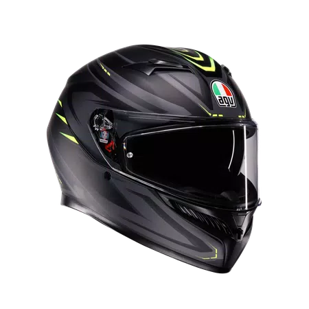 K3 SYTH MATT BLACK/YELLOW FLUO - MOTORBIKE FULL FACE HELMET E2206 -  - 1