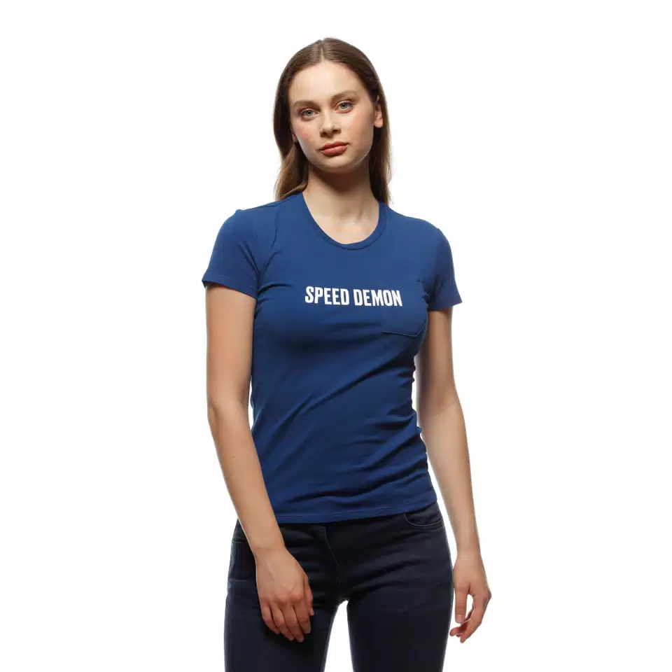 DEMON POCKET - WOMEN'S T-SHIRT - NAVY PEONY - 11