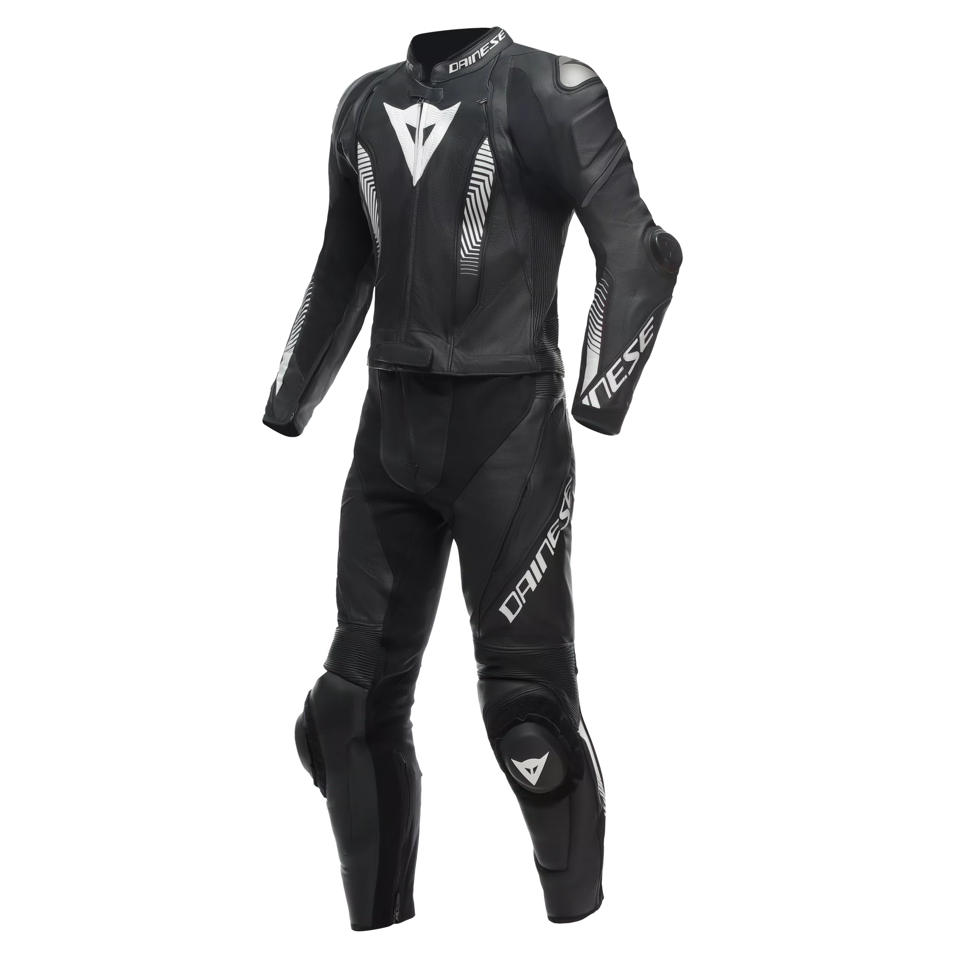 LAGUNA SECA 5 MEN S 2 PIECE MOTORCYCLE LEATHER SUIT SHORT TALL BLACK BLACK WHITE Dainese