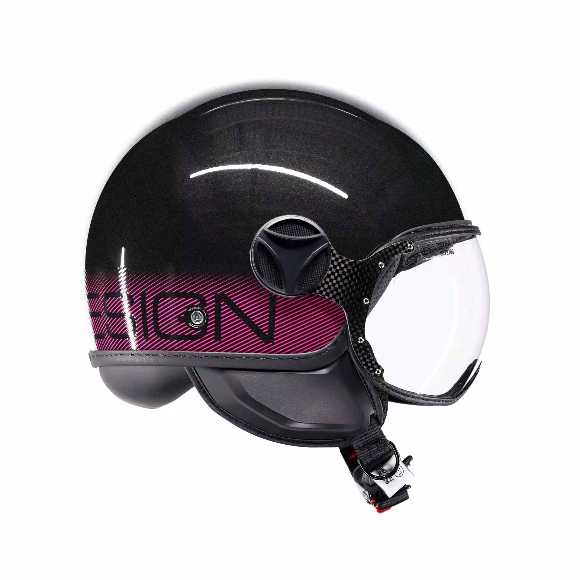MOMODESIGN FGTR CLASSIC STRIPES GLITTER/FUCSIA  - JET HELMET WITH VISOR E2206
