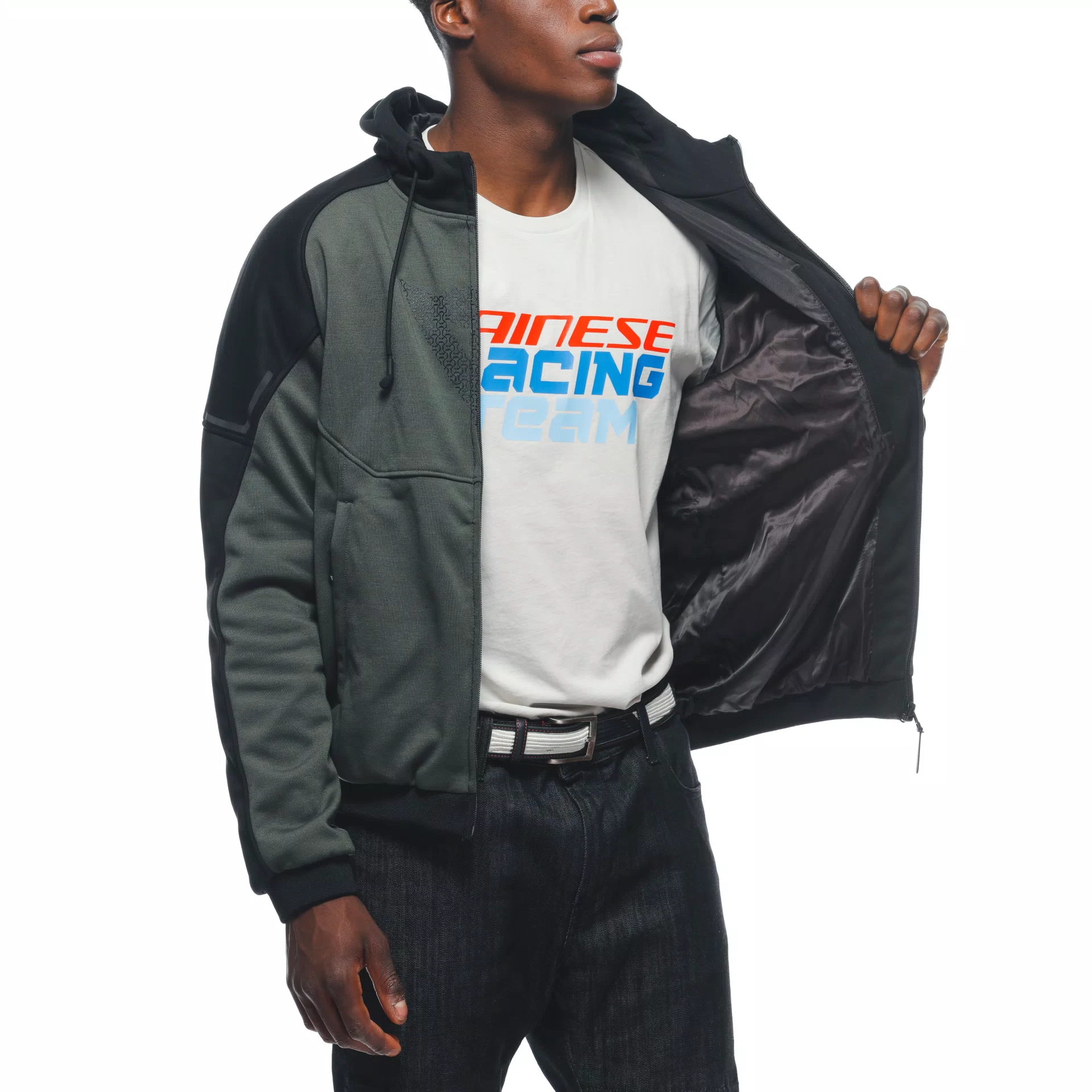 DAEMON X SAFETY HOODIE FULL ZIP GREEN BLACK Dainese
