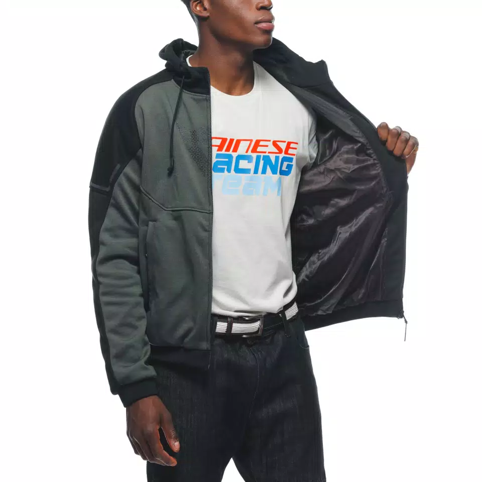 DAEMON-X SAFETY HOODIE - GIACCA MOTO IN TESSUTO UOMO - GREEN/BLACK - 16