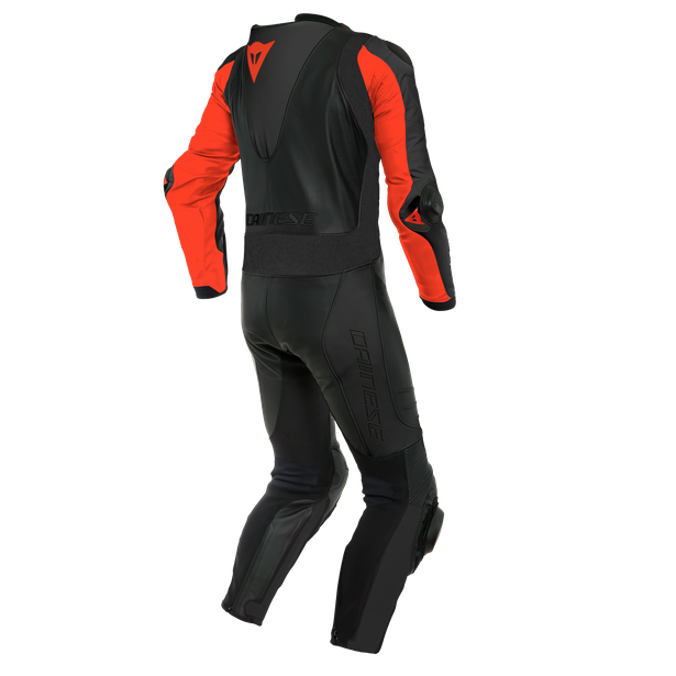 LAGUNA SECA 5 1PC LEATHER SUIT PERF. BLACK/FLUO-RED- One Piece Suits