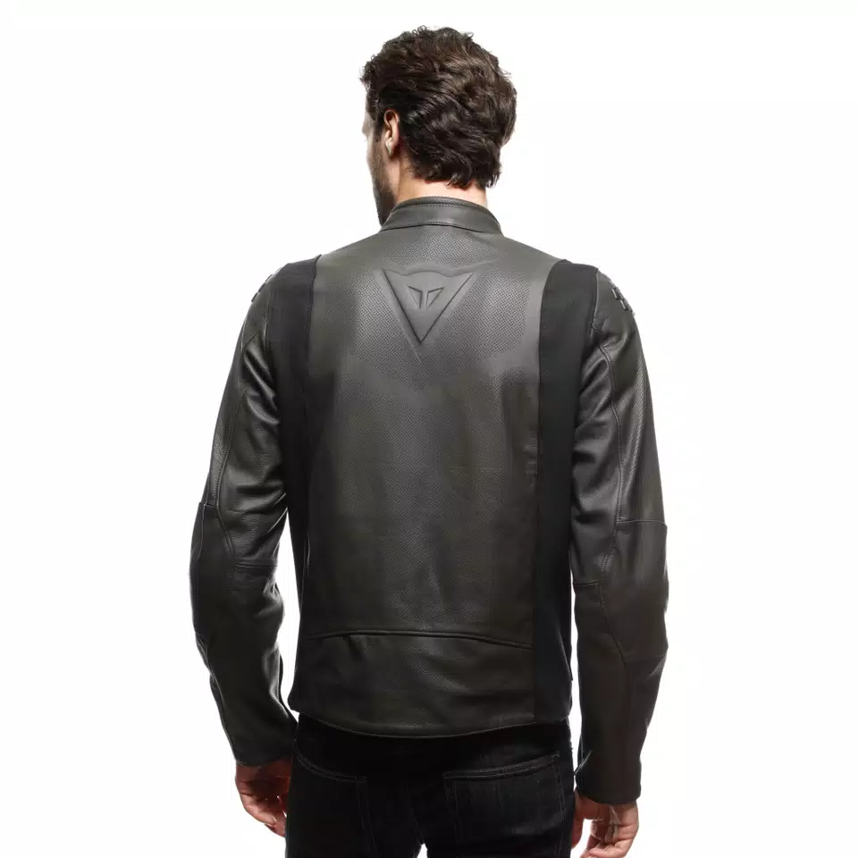 ISTRICE - MEN'S MOTORCYCLE PERFORATED LEATHER JACKET - DARK-BROWN - 6