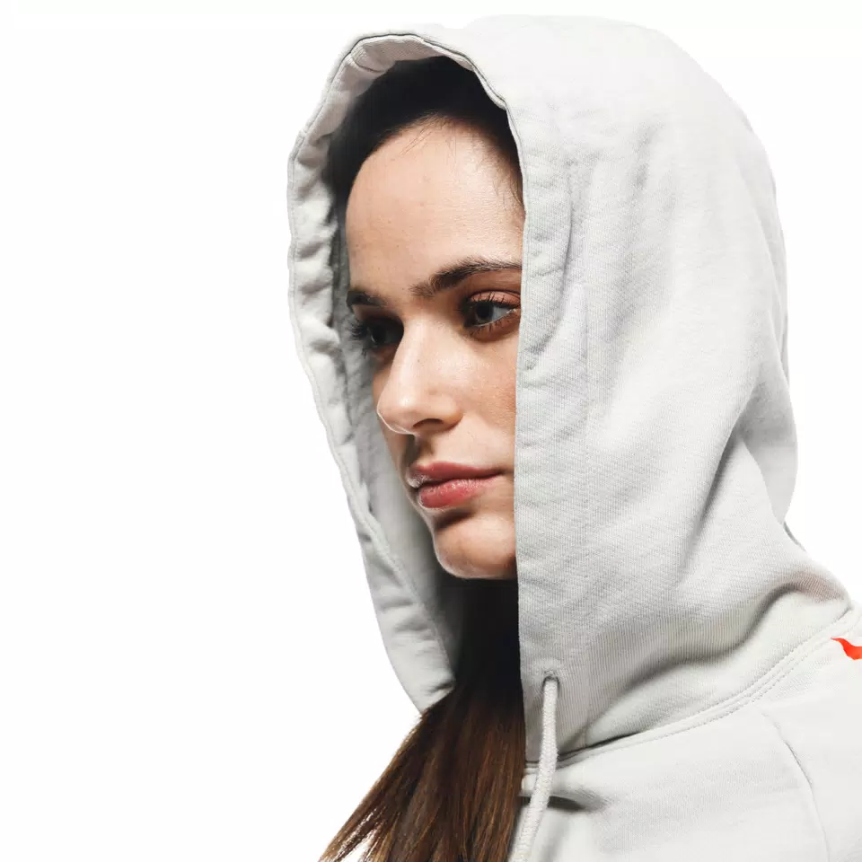 DAINESE HOODIE STRIPES LADY - LIGHT-GRAY/FLUO-RED - 9