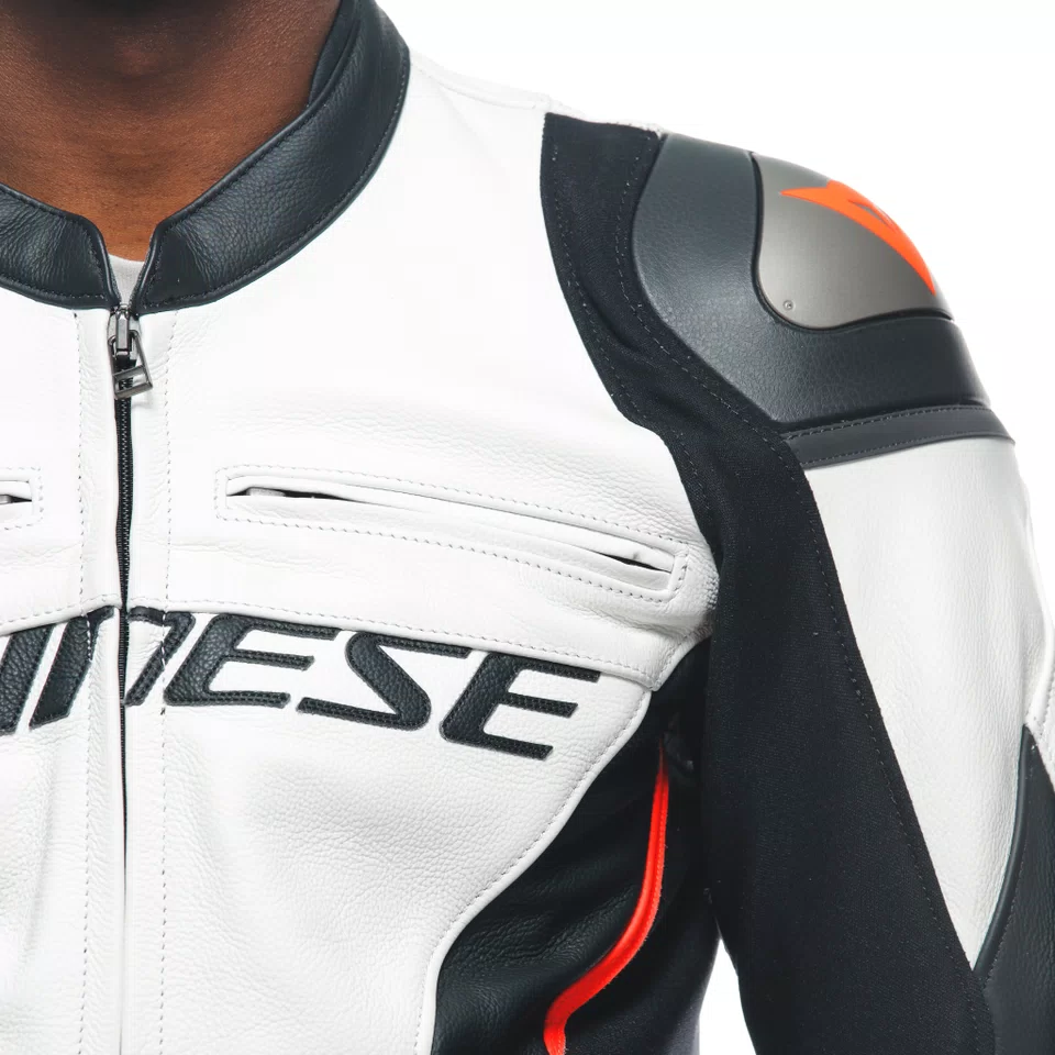RACING 4 LEATHER JACKET WHITE BLACK Dainese