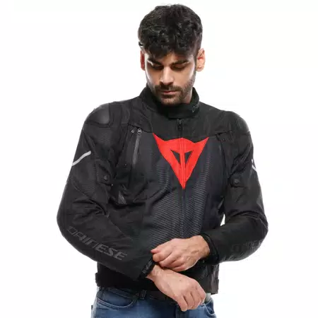 SUPER SPRINT D-DRY - HERREN WASSERDICHTE MOTORRADJACKE - BLACK/BLACK/RED-LAVA - 3