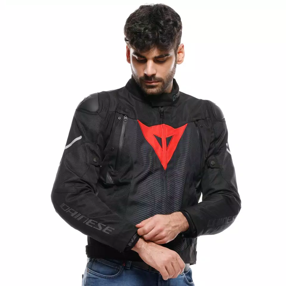 SUPER SPRINT D-DRY - GIACCA MOTO IMPERMEABILE DA UOMO - BLACK/BLACK/RED-LAVA - 3