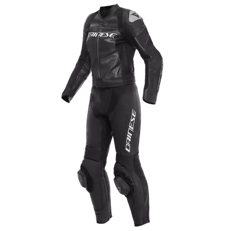 MIRAGE - DAMES 2-DELIG MOTORFIETS LEDERPAK (KORT/LANG) - BLACK/BLACK/WHITE - 1