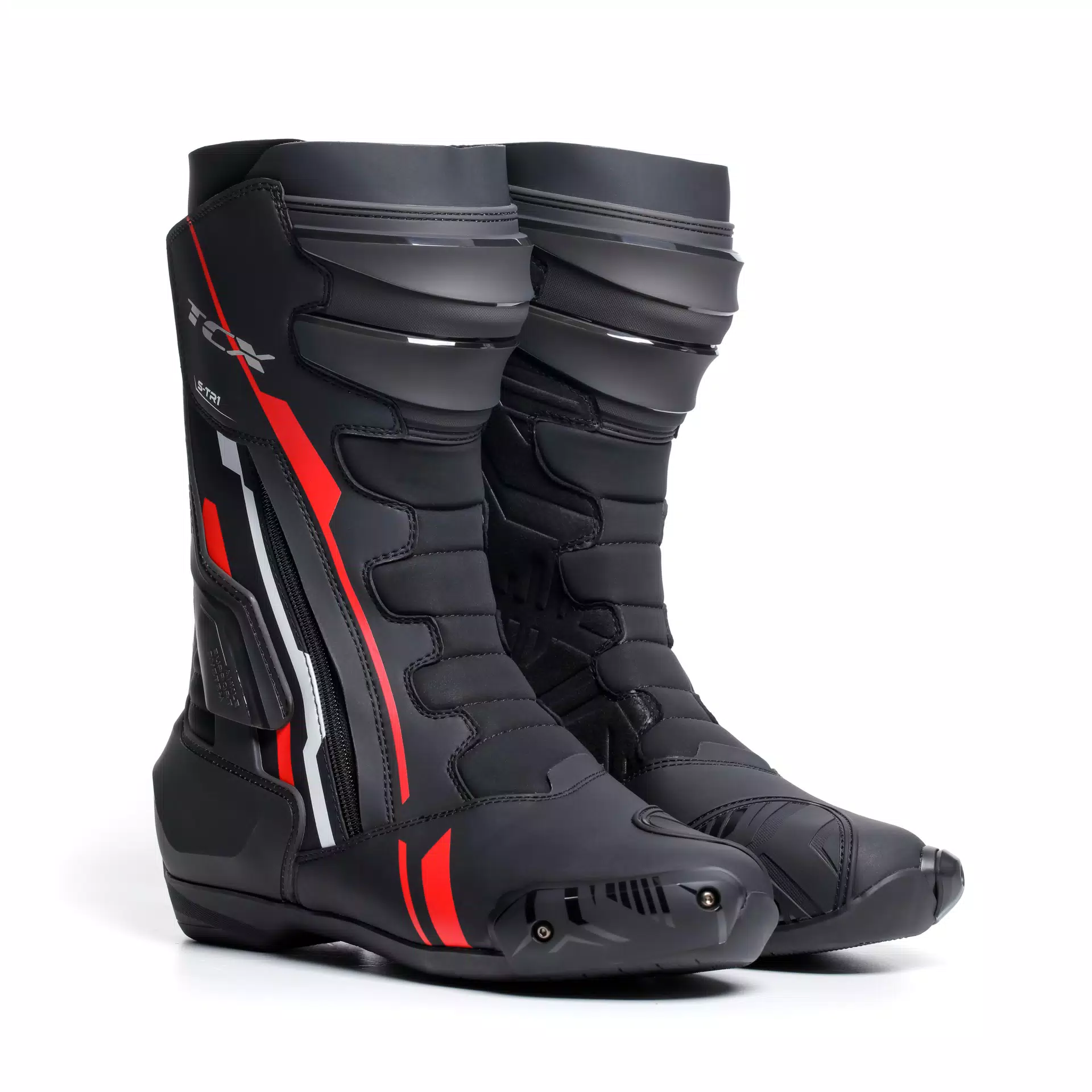 S-TR1 MEN'S MOTORCYCLE BOOTS - BLACK/RED/WHITE