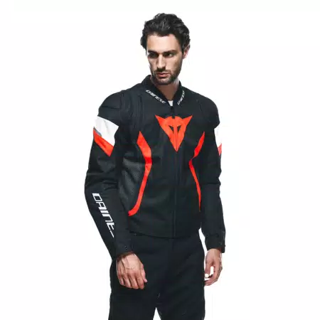 AVRO 5 TEX - HEREN MOTORFIETSJAS IN STOF - BLACK/RED-FLUO/WHITE - 6