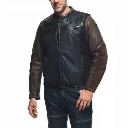 SMART JACKET LEATHER - MEN'S MOTORCYCLE LEATHER VEST WITH INTEGRATED AIRBAG - BLACK - 6
