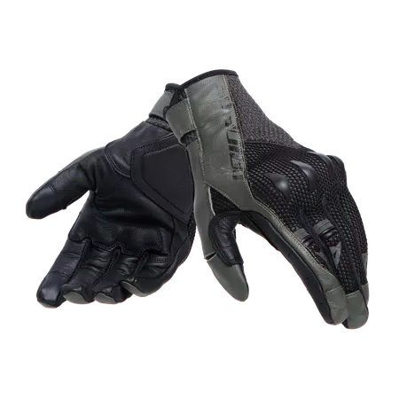 KARAKUM ERGO-TEK - MEN'S MOTORCYCLE TEXTILE GLOVES - BLACK/ARMY-GREEN - 5