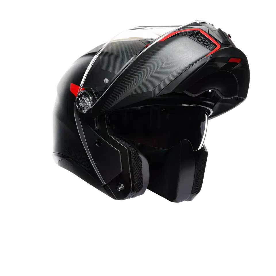 TOURMODULAR FREQUENCY MATT GUNMETAL/RED - MOTORBIKE FLIP UP HELMET E2206 -  - 11