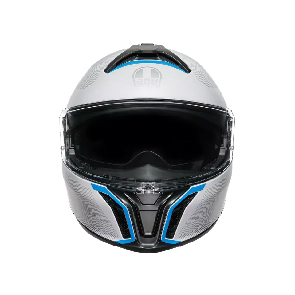 TOURMODULAR FREQUENCY LIGHT GREY/BLUE - MOTORBIKE FLIP UP HELMET E2206 -  - 2