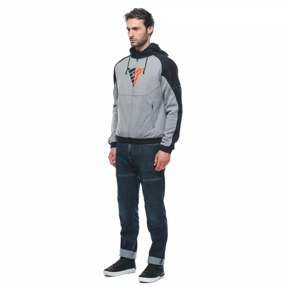 DAEMON-X SAFETY HOODIE - GIACCA MOTO IN TESSUTO UOMO - MELANGE-GRAY/BLACK/RED-FLUO - 4