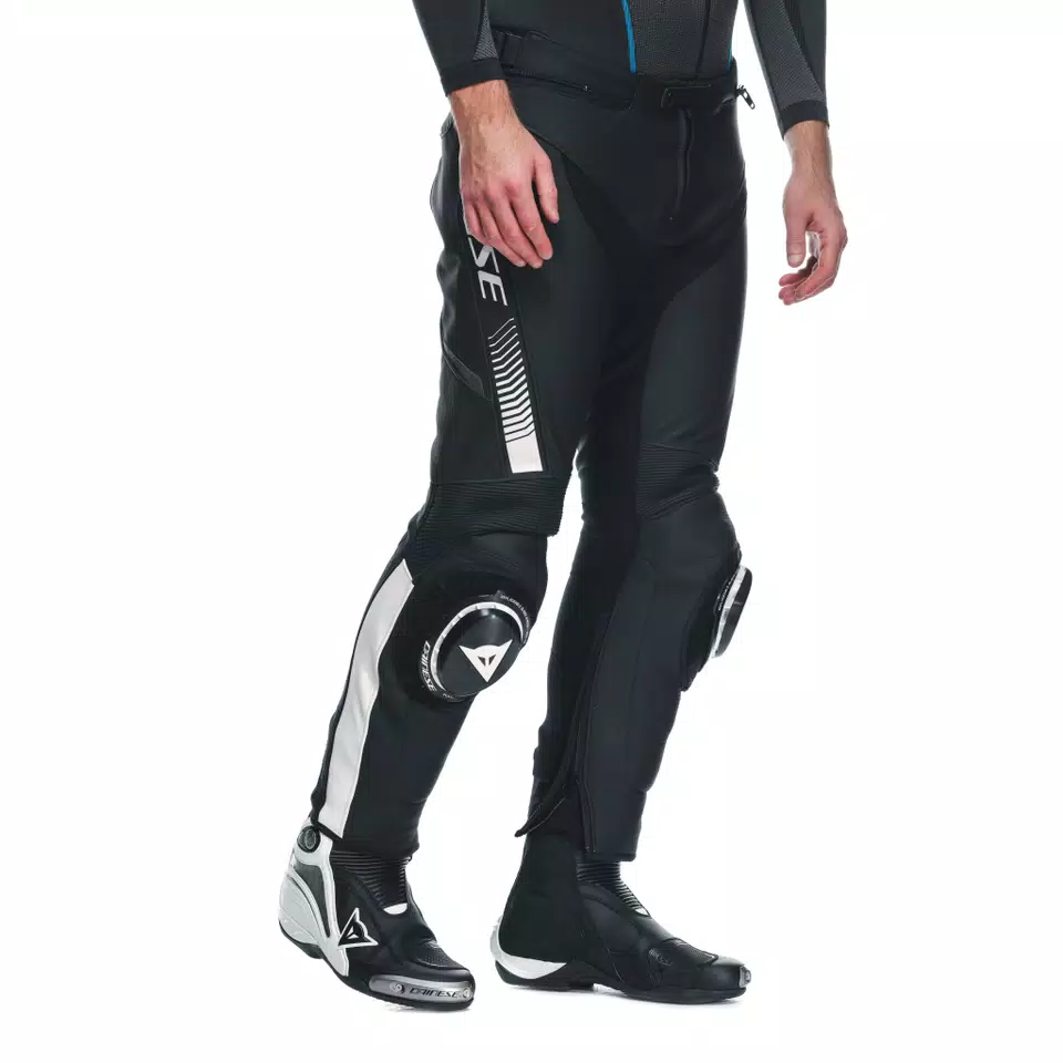 SUPER SPEED - MEN'S MOTORCYCLE LEATHER PANTS - BLACK/WHITE - 8