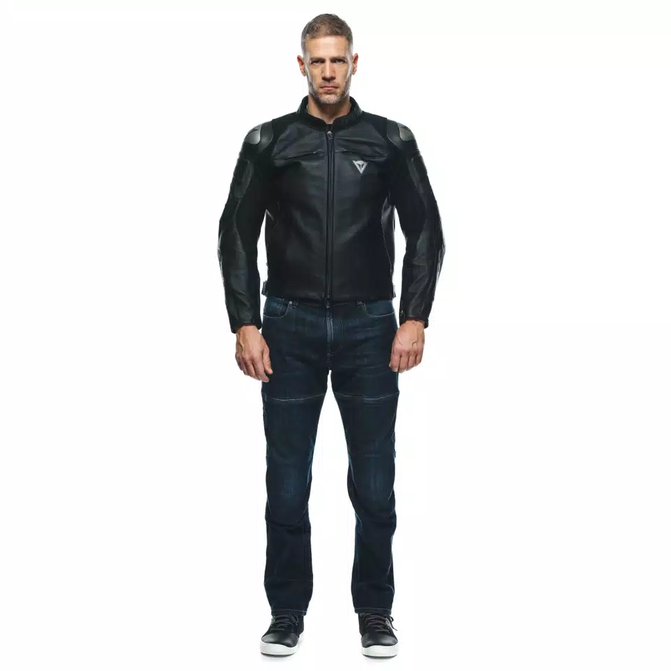 ESSENTIAL RACING LEATHER PERF. JACKET - BLACK/ANTHRACITE - 3
