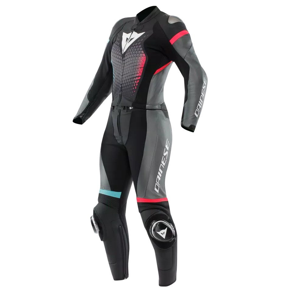 FULMINEA - WOMEN'S TWO-PIECE LEATHER SUIT - BLACK/ANTHRACITE/WHITE - 1