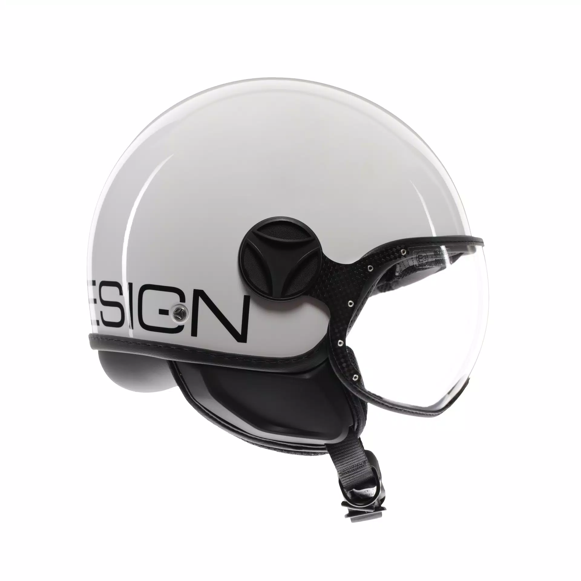 MOMODESIGN FGTR CLASSIC GLOSSY WHITE / BLACK - JET HELMET WITH VISOR E2206